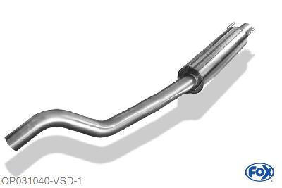 OP031040-VSD, Opel Corsa B 1.2l 33/48kW 1.4l 44/60/66kW 1.6l 78/80kW 1.5l TD 37/49kW, Voordemper - Buisdiameter: 60mm 60mm Buisdiameter Geheel RVS, Absortie demper, mooie diepe sound, Teilegutachten (eintragungspflichtig)