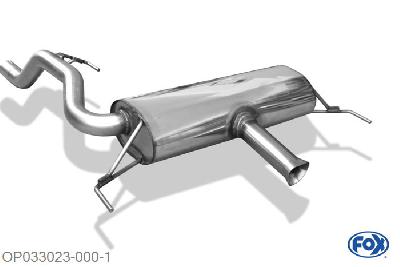 OP033023-000, Opel Corsa D OPC - 141kW 1.6l 141kW, Einddemper met midden uitgang O63,5mm - zonder Endrohre - wird met originalem Dreiecks-Rohr verwendet 63,5mm Buisdiameter Geheel RVS, Absortie demper, mooie diepe sound, Met E-keur