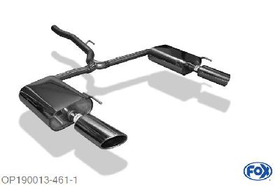 OP190013-461, Opel Insignia 4x4 Sports Tourer 2.0l 162/184kW 2.8l 191kW, Einddemper rechts/links - 115x85mm  Type 38 rechts/links 63,5mm Buisdiameter Geheel RVS, Absortie demper, mooie diepe sound, Met E-keur