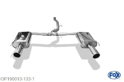 OP190013-133, Opel Insignia 4x4 Sports Tourer 2.0l 162/184kW 2.8l 191kW, Einddemper rechts/links - 1x100mm  Type 16 rechts/links 63,5mm Buisdiameter Geheel RVS, Absortie demper, mooie diepe sound, Met E-keur