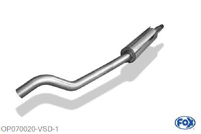 OP070020-VSD, Opel Tigra A 1.4l 66kW 1.6l 78kW, Voordemper O60mm Geheel RVS, Absortie demper, mooie diepe sound, Teilegutachten (eintragungspflichtig)