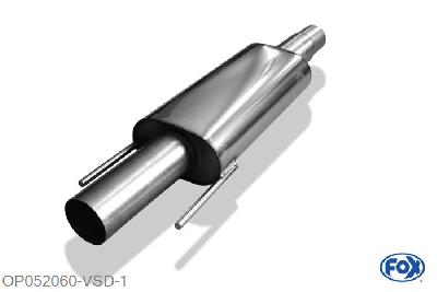 OP052060-VSD, Opel Vectra C OPC Caravan 2.8l 206kW, Voordemper 76/ 2x63,5mm Buisdiameter Geheel RVS, Absortie demper, mooie diepe sound, Met E-keur