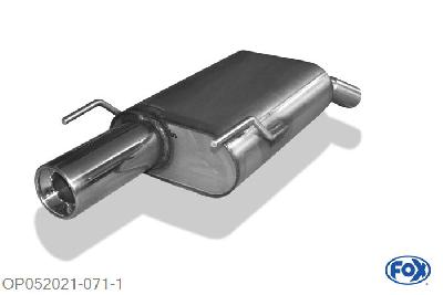 OP052021-071, Opel Vectra C/ Vectra C GTS 1.6l 74/77kW 1.8l 81/90/103kW, Einddemper enkele buis - 1x90mm  Type 13 50mm Buisdiameter Geheel RVS, Absortie demper, mooie diepe sound, Met E-keur