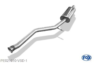 PE021010-VSD, Peugeot 206 S16/ 206cc S16 2.0l 16V 99kW, Voordemper met schuifverbinding zum Kat 55mm Buisdiameter Geheel RVS, Absortie demper, mooie diepe sound, Teilegutachten (eintragungspflichtig)