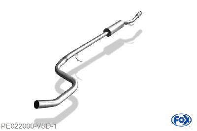 PE022000-VSD, Peugeot 207/ 207 SW/ 208 1.6l 88kW, Voordemper 55mm Buisdiameter Geheel RVS, Absortie demper, mooie diepe sound, Met E-keur