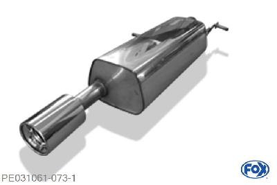 PE031061-073, Peugeot 307cc 1.6l 16V 80kW, Einddemper met eindstuk 1x100mm  Type 13 50 Buisdiameter Geheel RVS, Absortie demper, mooie diepe sound, Met E-keur