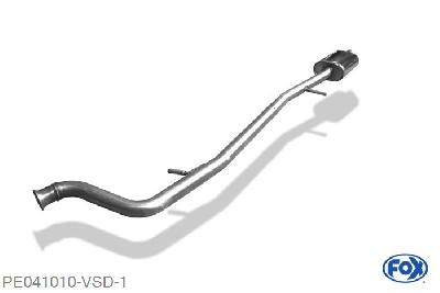 PE041010-VSD, Peugeot 406 Limousine/ Coupe - 2,0l 2.0l 97kW, Voordemper 50mm Buisdiameter Geheel RVS, Absortie demper, mooie diepe sound, Zonder goedkeuring