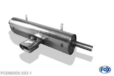 PO090005-593, Porsche Boxster Typ 986 2.5l 150kW, Einddemper met eindstuk 135x80mm  Type 53 midden 45mm Buisdiameter Geheel RVS, Absortie demper, mooie diepe sound, TUV-Teilegutachten (eintragungspflichtig)