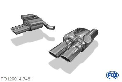 PO120014-748, Porsche Panamera 3,6l 3.6l 220kW, Einddemper rechts/links - 2x115x85mm  Type 44 rechts/links 70mm Buisdiameter Geheel RVS, Absortie demper, mooie diepe sound, Met E-keur