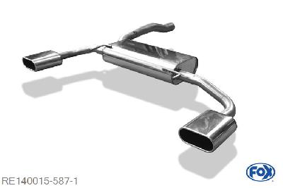 RE140015-587, Renault Avantime 2.0l T 120kW 3.0l 152kW, Einddemper met uitgang rechts/links - 160x80mm  Type 52 rechts/links 63,5mm Buisdiameter Geheel RVS, Absortie demper, mooie diepe sound, Met E-keur