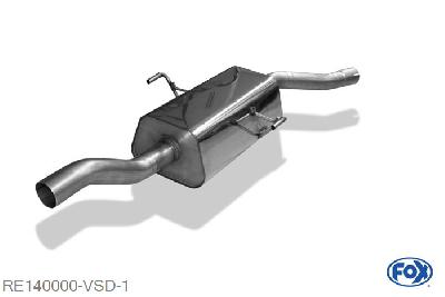 RE140000-VSD, Renault Avantime 3.0l 152kW, Voordemper 63,5mm Buisdiameter Geheel RVS, Absortie demper, mooie diepe sound, Met E-keur