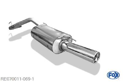 RE070011-069, Renault Clio I B/C 57 1.8l 66/79/99kW 2.0l 108kW, Endschallldampfer - 1x80mm  Type 13 50mm Buisdiameter Geheel RVS, Met E-keur