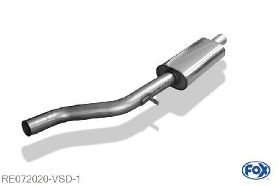 RE072020-VSD, Renault Clio III Sport 1.6l 94kW, Voordemper O63,5mm 63,5mm Buisdiameter Geheel RVS, Absortie demper, mooie diepe sound, Zonder goedkeuring
