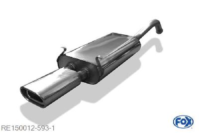 RE150012-593, Renault Laguna I K56 - Grandtour 1.6l 79kW 1.8l 66/68/88kW 2.0l 80/83/103kW 3.0l 123/140kW 1.9l dTi 72/79kW 2.2l D 61kW 2.2l dT 61/83kW, Einddemper met eindstuk 135x80mm  Type 53 Geheel RVS, Absortie demper, mooie diepe sound, Met E-keur