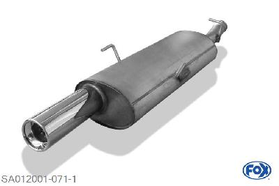 SA012001-071, Saab 9-3 - YS3 2.0l 96kW 2.0l T 110/136kW, Einddemper met eindstuk 1x90mm  Type 13 60mm Buisdiameter Geheel RVS, Absortie demper, mooie diepe sound, Teilegutachten (eintragungspflichtig)