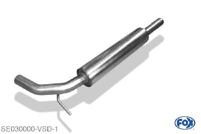 SE030000-VSD, Seat Cordoba 6K, 6K/C/ VW Polo 6N Classic/ Variant 1.0l 37kW 1.3l 40kW 1.4l 44kW 1.6l 55/74kW 1.8l 66/95kW 2.0l 85kW 1.9l D 47/50/55/66kW, Voordemper Geheel RVS, Absortie demper, mooie diepe sound, Met E-keur