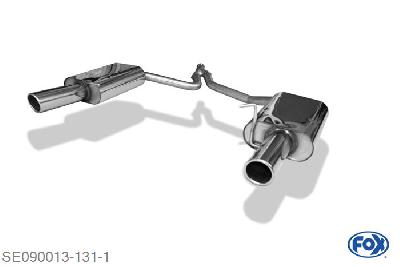 SE090013-131, Seat Exeo 3R - Limousine/ Kombi (ST) 1.6l 75kW 1.8l 88/110/118kW 2.0l TDI 88/105/125kW, Einddemper met uitgang rechts/links - 1x90mm  Type 16 rechts/links 55/ 2x50mm Buisdiameter Geheel RVS, Absortie demper, mooie diepe sound, Met E-keur