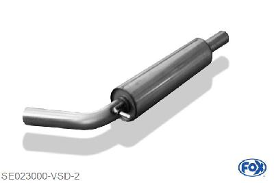 SE023000-VSD, Seat Ibiza 6J 1.2l 51kW 1.4l 63kW 1.6l 77/110kW 1.4l TDI 59kW 1.6l TDI 77kW 1.9l TDI 66/77kW, Voordemper 55mm Buisdiameter Geheel RVS, Absortie demper, mooie diepe sound, Met E-keur