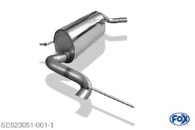 SE023051-001, Seat Ibiza 6J - Cupra 1.4l 132kW, Einddemper met eindstuk 1x55mm  Type 10 (nicht sichtbar) 55mm Buisdiameter Geheel RVS, Absortie demper, mooie diepe sound, Met E-keur