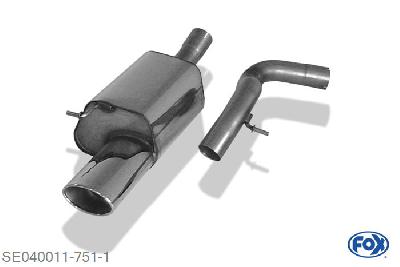 SE040011-751, Seat Leon Cupra R Typ 1M 1.8l T 154/165kW, Einddemper O70 - 140x90mm  Type 44 70mm Buisdiameter Geheel RVS, Absortie demper, mooie diepe sound, Teilegutachten (eintragungspflichtig)