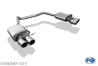 SE042043-132, Seat Leon 5F ST 2.0l TDI 110/135kW, Einddemper rechts/links - 2x90mm  Type 16 rechts/links 63,5/ 2x55mm Buisdiameter Geheel RVS, Absortie demper, mooie diepe sound, Met E-keur