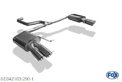 SE042103-290, Seat Leon 5F ST - Cupra 2.0l 195/206/213kW, Einddemper rechts/links - 2x80mm  Type 25 rechts/links 70/ 2x55mm Buisdiameter Geheel RVS, Absortie demper, mooie diepe sound, Met E-keur