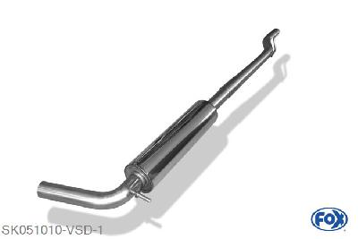 SK051010-VSD, Skoda Fabia RS 5J Limousine/ Kombi 1.4l 132kW, Voordemper 55mm Buisdiameter Geheel RVS, Absortie demper, mooie diepe sound, Met E-keur