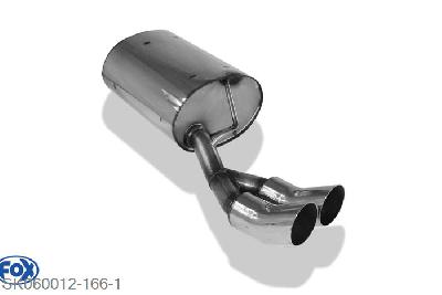 SK060012-166, Skoda Octavia 1U 4x4 1.8l T 110 kW, Einddemper met eindstuk 2x76mm  Type 18 Geheel RVS, Absortie demper, mooie diepe sound, Met E-keur