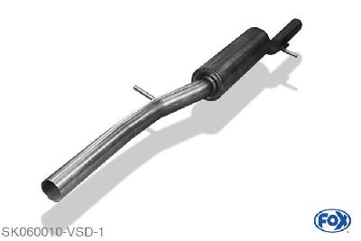 SK060010-VSD, Skoda Octavia 1U 4x4 1.8l T 110kW 2.0l 85kW 1.9l TD 66/74kW, Voordemper 50mm Buisdiameter Geheel RVS, Absortie demper, mooie diepe sound, Met E-keur