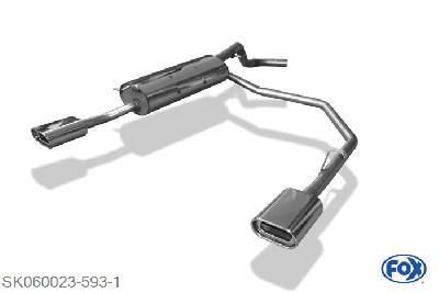 SK060023-593, Skoda Octavia Typ 1U 1.4l 55kW 1.6l 74kW 1.6l 74kW 1.8l 92/110kW 2.0l 85kW 1.9l TDI 66/81kW, Einddemper met uitgang rechts/links  - 135x80mm  Type 53 rechts/links Geheel RVS, Absortie demper, mooie diepe sound, Teilegutachten (eintragungspflichtig)