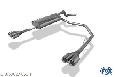 SK060023-068, Skoda Octavia Typ 1U 1.4l 55kW 1.6l 74kW 1.6l 74kW 1.8l 92/110kW 2.0l 85kW 1.9l TDI 66/81kW, Einddemper met uitgang rechts/links  - 2x76mm  Type 13 rechts/links Geheel RVS, Absortie demper, mooie diepe sound, Teilegutachten (eintragungspflichtig)