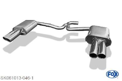SK061013-046, Skoda Octavia Typ 1Z 4x4 + Scout 2.0l 110kW 2.0l TDI 103kW, Einddemper rechts/links - 2x70mm  Type 12 rechts/links 63,5mm/ 2x55mm Buisdiameter Geheel RVS, Absortie demper, mooie diepe sound, Met E-keur