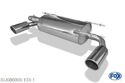 SU080005-133, Subaru BRZ/ Toyota GT86 2.0l 147kW, Einddemper met uitgang rechts/links - 1x100mm  Type 16 rechts/links 63,5mm Buisdiameter Geheel RVS, Absortie demper, mooie diepe sound, Met E-keur