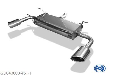 SU043003-461, Subaru Impreza GP 4x4 1.6l 84kW, Einddemper met uitgang rechts/links - 115x85mm  Type 38 rechts/links 50mm Buisdiameter Geheel RVS, Absortie demper, mooie diepe sound, Met E-keur
