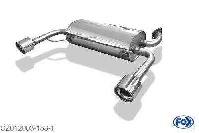 SZ012003-153, Suzuki Swift Sport III - SG 1.6l 92kW, Einddemper met uitgang rechts/links - 1x100mm  Type 17 rechts/links Geheel RVS, Absortie demper, mooie diepe sound, Met E-keur