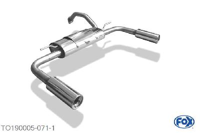 TO190005-071, Toyota Auris Benzin 1.4l 71/74kW 1.6l 91/97kW 1.8l 108kW, Einddemper rechts/links - 1x90mm  Type 13 rechts/links 55mm Buisdiameter Geheel RVS, Absortie demper, mooie diepe sound, Met E-keur