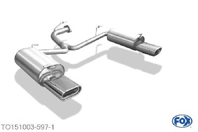 TO151003-597, Toyota Avensis T25 Diesel - Combi 2.2l D-Cat 130kW, Einddemper rechts/links - 160x80mm  Type 53 rechts/links Geheel RVS, Absortie demper, mooie diepe sound, Met E-keur