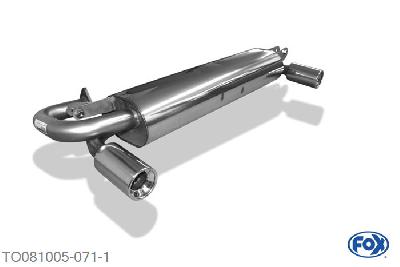 TO081005-071, Toyota MR2 Typ W2 2.0l 16V 115/125/129kW, Einddemper met uitgang rechts/links - 1x90mm  Type 13 rechts/links 50mm Buisdiameter Geheel RVS, Absortie demper, mooie diepe sound, Teilegutachten (eintragungspflichtig)