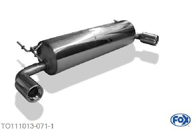 TO111013-071, Toyota RAV 4 II - 3-Turer 2.0l D-4D 85kW 2.0l 110kW, Einddemper met uitgang rechts/links - 1x90mm  Type 13 rechts/links 55mm Buisdiameter Geheel RVS, Absortie demper, mooie diepe sound, Met E-keur