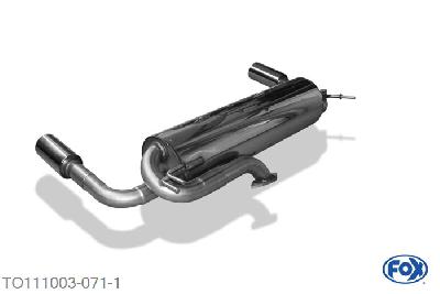 TO111003-071, Toyota RAV 4 II - 5-Turer 2.0l D-4D 85kW 2.0l 110kW, Einddemper met uitgang rechts/links - 1x90mm  Type 13 rechts/links 55mm Buisdiameter Geheel RVS, Absortie demper, mooie diepe sound, Met E-keur
