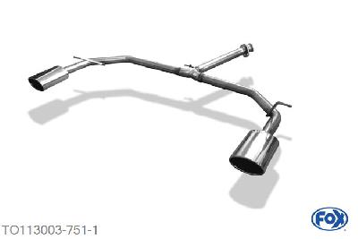 TO113003-751, Toyota RAV 4 IV 2.0l 111/112kW, Endrohrsystem rechts/links passend op original Middendemper - 140x90mm  Type 44 rechts/links 2x55mm Buisdiameter Geheel RVS, Met E-keur