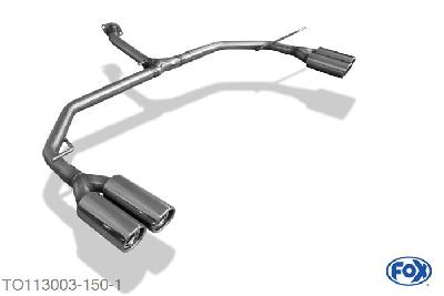 TO113003-150, Toyota RAV 4 IV 2.0l 111/112kW, Endrohrsystem rechts/links passend op original Middendemper - 2x80mm  Type 17 rechts/links 2x55mm Buisdiameter Geheel RVS, Met E-keur