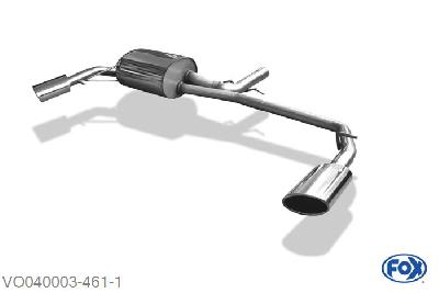 VO040003-461, Volvo S60 2.4l D 93/96/120/136kW, Einddemper met uitgang rechts/links - 115x85mm  Type 38 rechts/links 63,5mm Buisdiameter Geheel RVS, Absortie demper, mooie diepe sound, Met E-keur