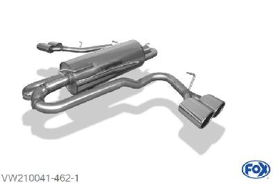VW210041-462, VW Amarok 4x4 - mit Trittbrett 2.0l TDI 90/120/132kW 3.0l TDI 150/165KW, Einddemper met uitgang zijdelings rechts und links am Fahrzeug - 2x115x85mm  Type  38 rechts/links 63,5mm Buisdiameter Geheel RVS, Absortie demper, mooie diepe sound, Met E-keur