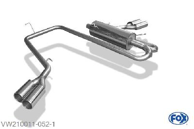 VW210011-052, VW Amarok 4x4 - ohne Trittbrett 2.0l TDI 90/120/132kW 3.0l TDI 150/165KW, Einddemper met uitgang zijdelings rechts und links am Fahrzeug - 2x90mm  Type 12 rechts/links 63,5mm Buisdiameter Geheel RVS, Absortie demper, mooie diepe sound, Met E-keur