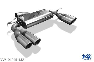 VW101045-132, VW Beetle 1,2l - 16 (5C) Coupe & Cabrio - Starre achteras 1.2l 77kW, Einddemper rechts/links - 2x90mm  Type 16 rechts/links 70mm Buisdiameter Geheel RVS, Absortie demper, mooie diepe sound, Met E-keur