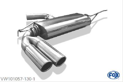 VW101057-130, VW Beetle 1,4l - 16 (5C) Coupe & Cabrio - Einzelradaufh. 1.4l 118kW, Einddemper einseitig - 2x80mm  Type 16 70mm Buisdiameter Geheel RVS, Absortie demper, mooie diepe sound, Met E-keur