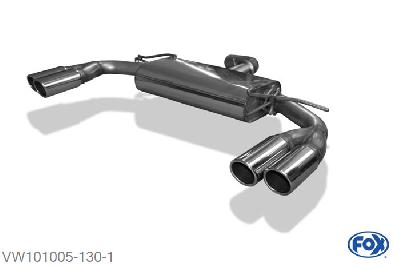 VW101005-130, VW Beetle 2,0l - 16 (5C) Coupe & Cabrio 2.0l 147/155/162kW, Einddemper met uitgang rechts/links - 2x80mm  Type 16 rechts/links 70mm Buisdiameter Geheel RVS, Absortie demper, mooie diepe sound, Met E-keur