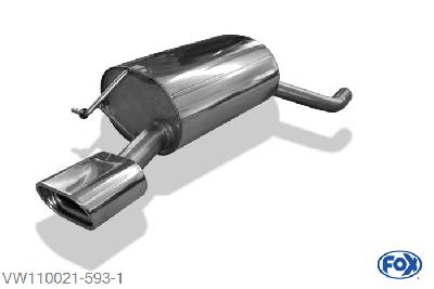 VW110021-593, VW Bora 1J/ Bora 1J Variant - 4-Motion 2.3l 110kW, Einddemper met eindstuk 135x80mm  Type 53 50mm Buisdiameter Geheel RVS, Absortie demper, mooie diepe sound, Met E-keur