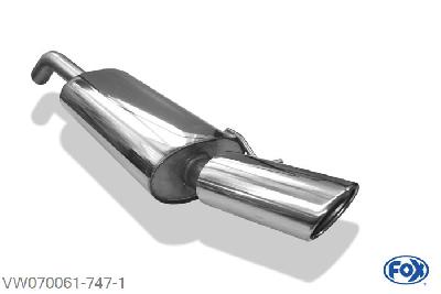 VW070061-747, VW Corrado 16V/ VR6 2.0l 16V 100kW, Einddemper met eindstuk 115x85mm  Type 44 55mm Buisdiameter Geheel RVS, Absortie demper, mooie diepe sound, Met E-keur